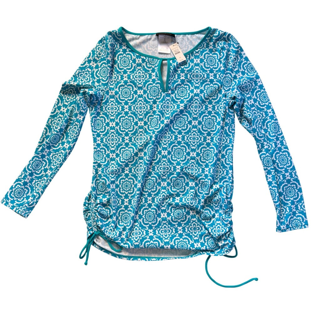 NWT Talbots Women's Long Sleeve Beach Cover Up Top Size Medium NEW Ruch Sides